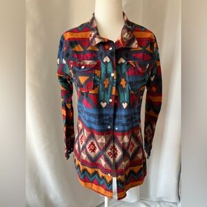 Authentic Mexican Multicolor Geometric Button Down Shirt Womens S/M